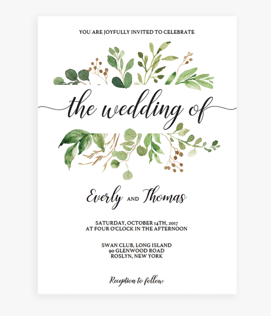 Wedding Invitation Template Green, Transparent Clipart