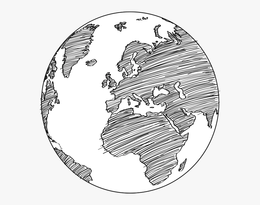 Earth Globe Drawing Sketch - Globe Sketch, Transparent Clipart