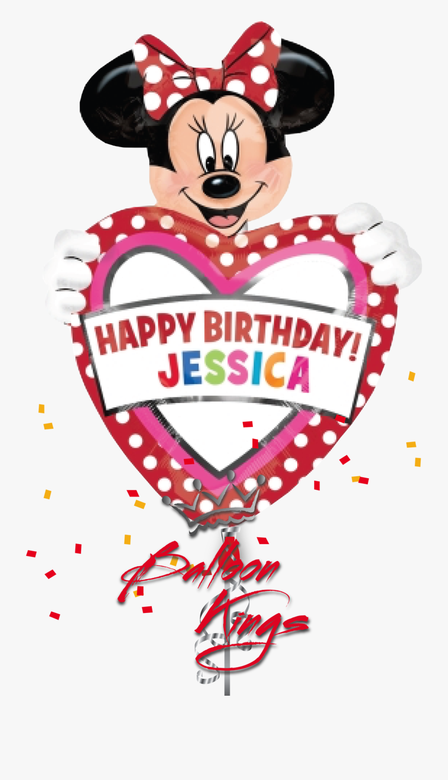 Personalized Minnie Heart - Happy 1st Birthday Jessica, Transparent Clipart