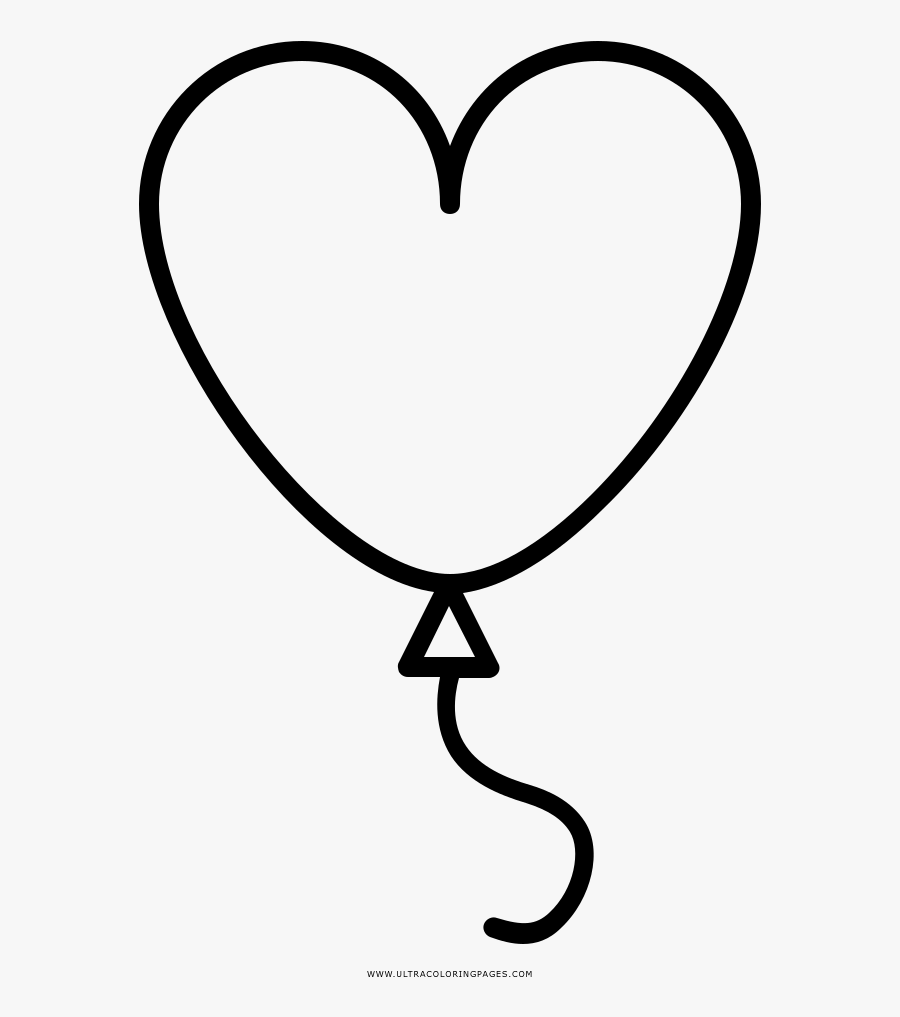 Heart Balloon Coloring Page, Transparent Clipart