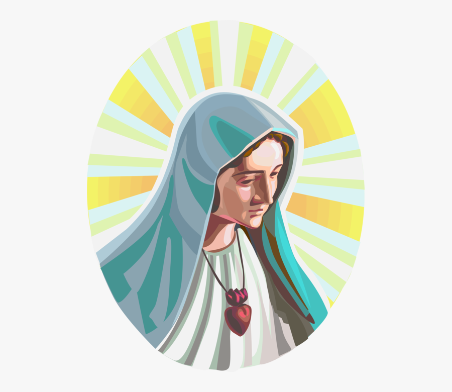 Vector Illustration Of Virgin Mary, Mother Of Jesus - Art Mary Mother Of The Church, Transparent Clipart