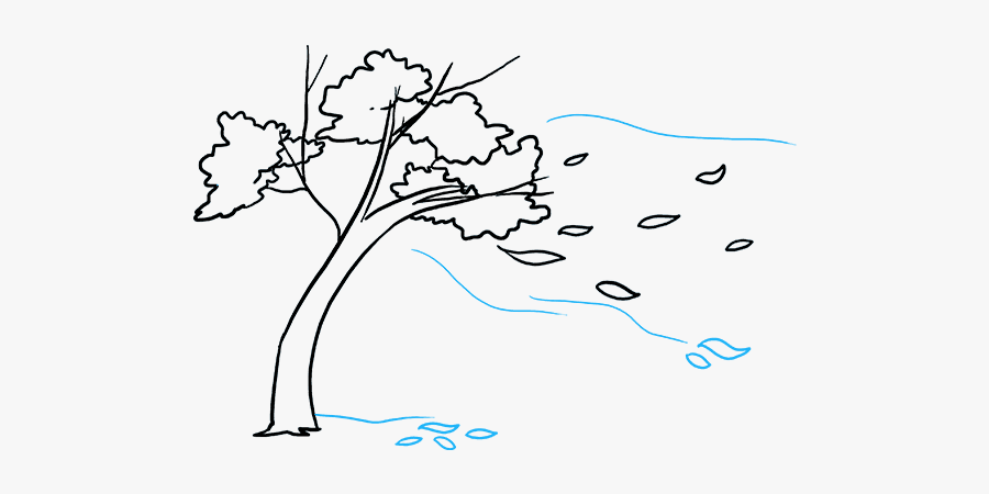How To Draw Falling Leaves - Line Art, Transparent Clipart