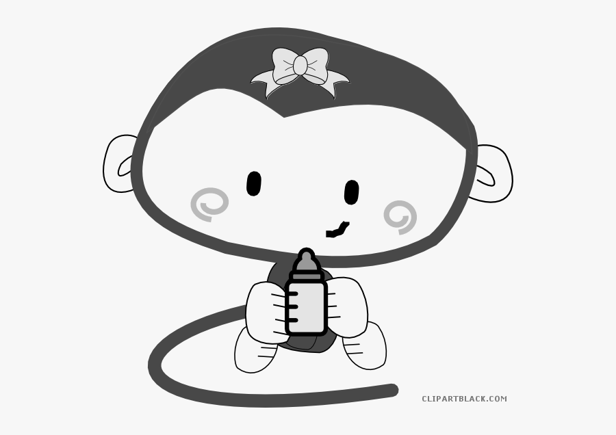 Monkey Clipart Black And White - Cute Monkey, Transparent Clipart