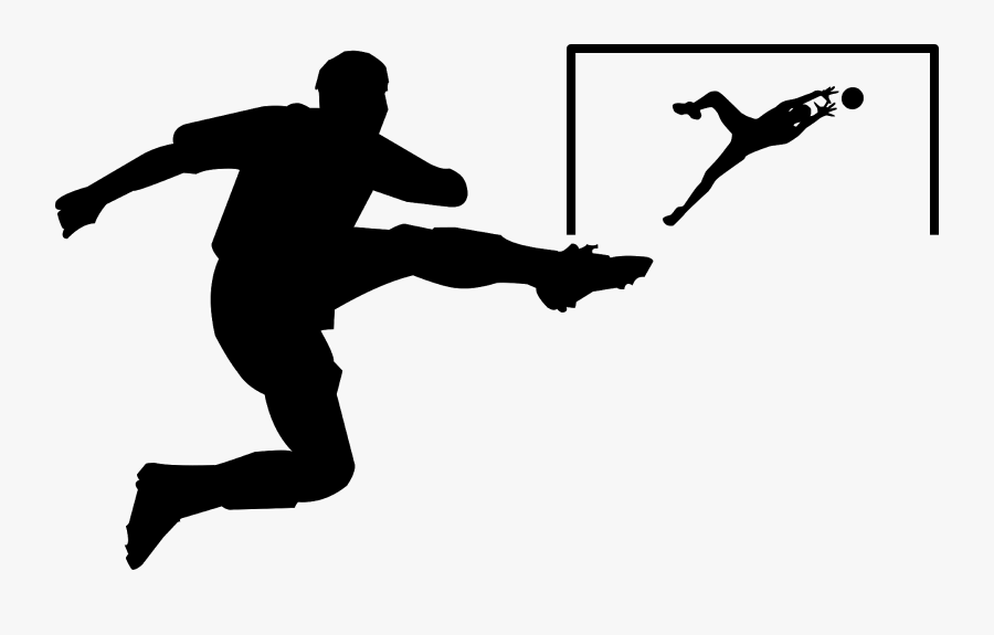 Soccer Player Shooting Silhouette Easy, Transparent Clipart