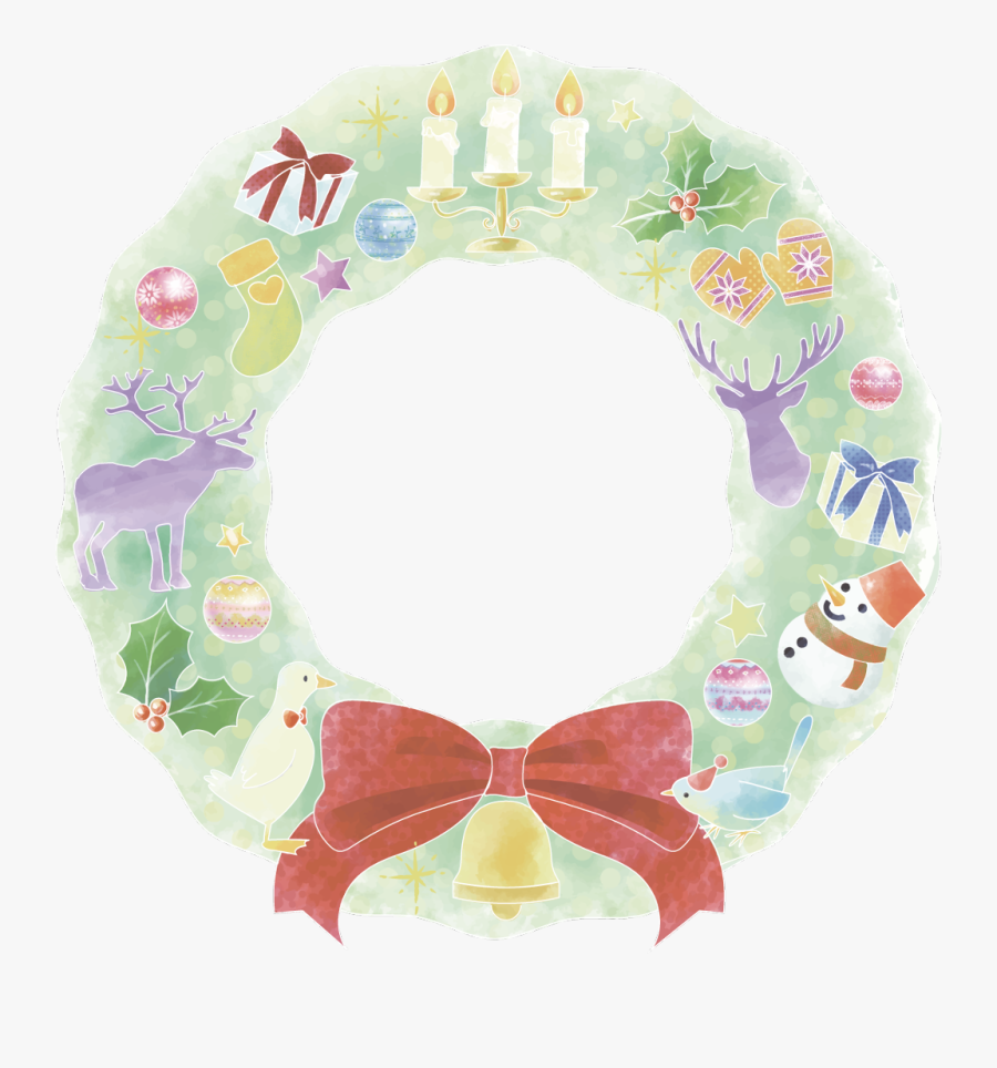 Transparent Holly Wreath Png - クリスマス イラスト 水彩 フリー, Transparent Clipart