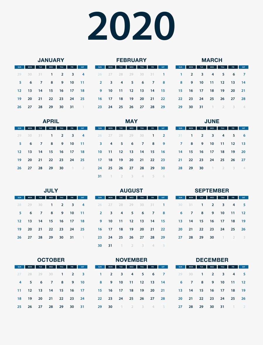 2020 Calendar Png Photo, Transparent Clipart