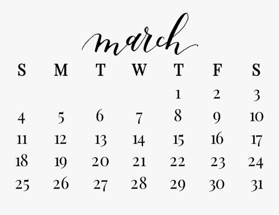 January February March April May June July August September - March Calendar Png, Transparent Clipart