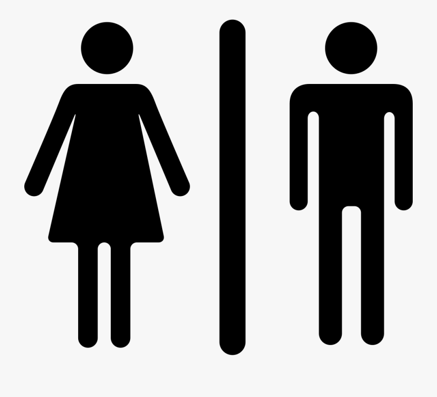 Woman And Man Silhouettes With A Vertical Line Comments - Men And Women Toilet Sign, Transparent Clipart