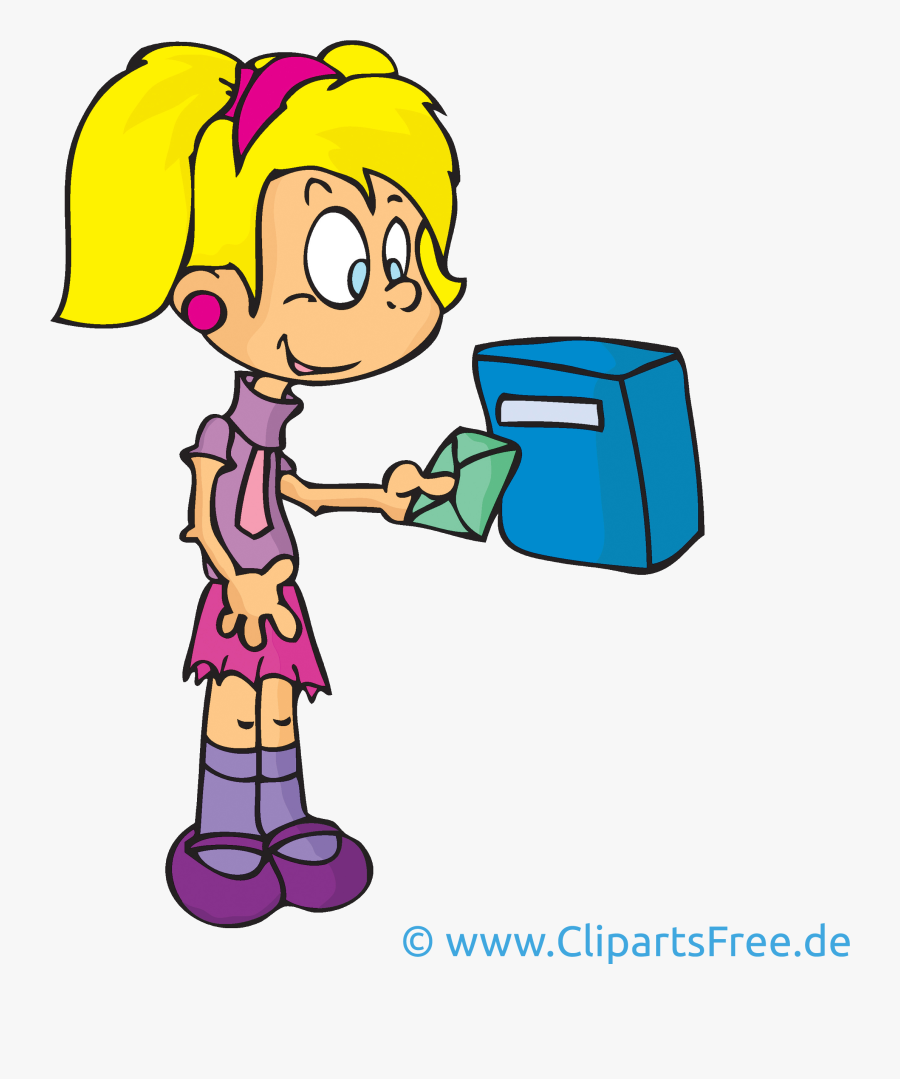 Mädchen Wirft Ein Brief In Briefkasten Clipart, Bild, - Mädchen Zum Ausmalen, Transparent Clipart