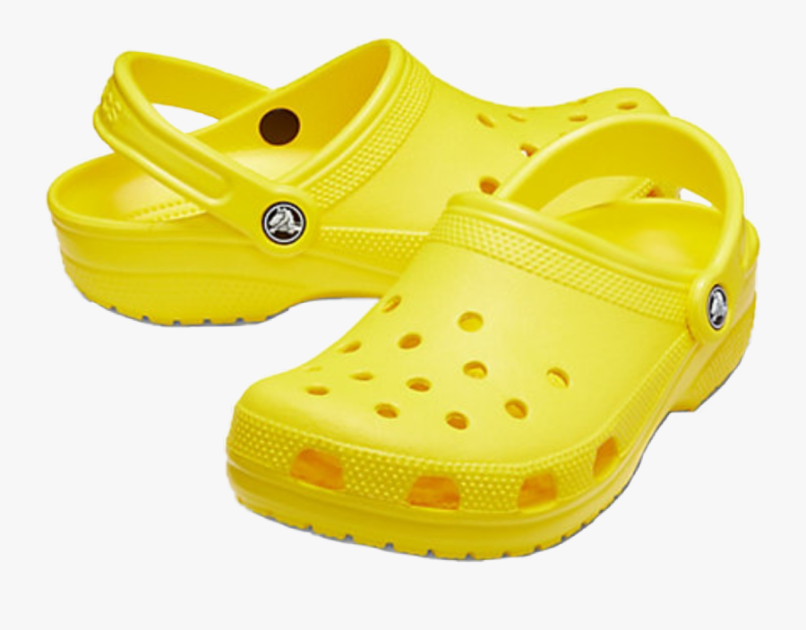 purple and yellow crocs