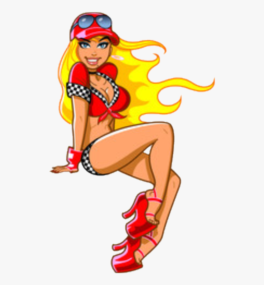 #sexy #girl #cartoon - Pin Up Race Girl, Transparent Clipart