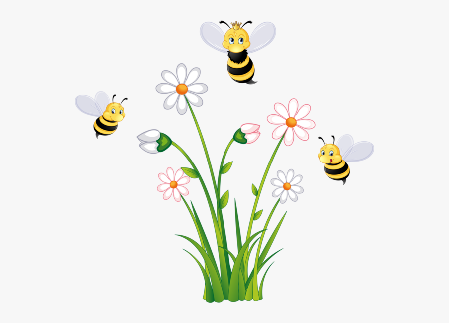 Bees And Flowers Clipart - Bee And Flowers Clipart, Transparent Clipart