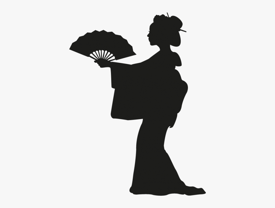 Asia Vector Silhouette - Silhouette Of Geisha Girl, Transparent Clipart