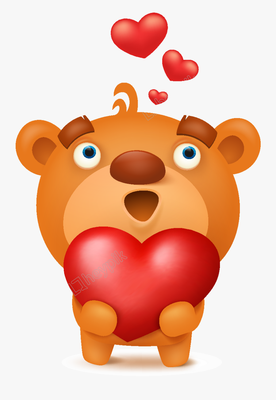Cartoon Cute Heart Shaped Bear Element - Emoji De Oso Peluche, Transparent Clipart