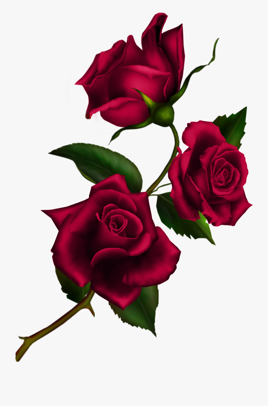 Transparent Rose Clip Art - Red Rose Tattoo With Stem, Transparent Clipart