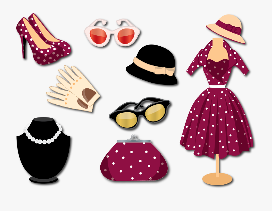 Style Fashion Woman With Vector Retro Clothing Clipart - Retro Accessories For Ladies, Transparent Clipart