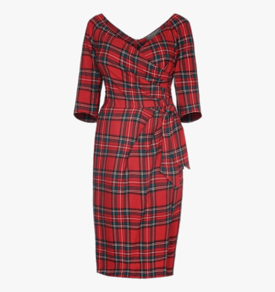 Tartan Dress - Red Tartan Dress, Transparent Clipart