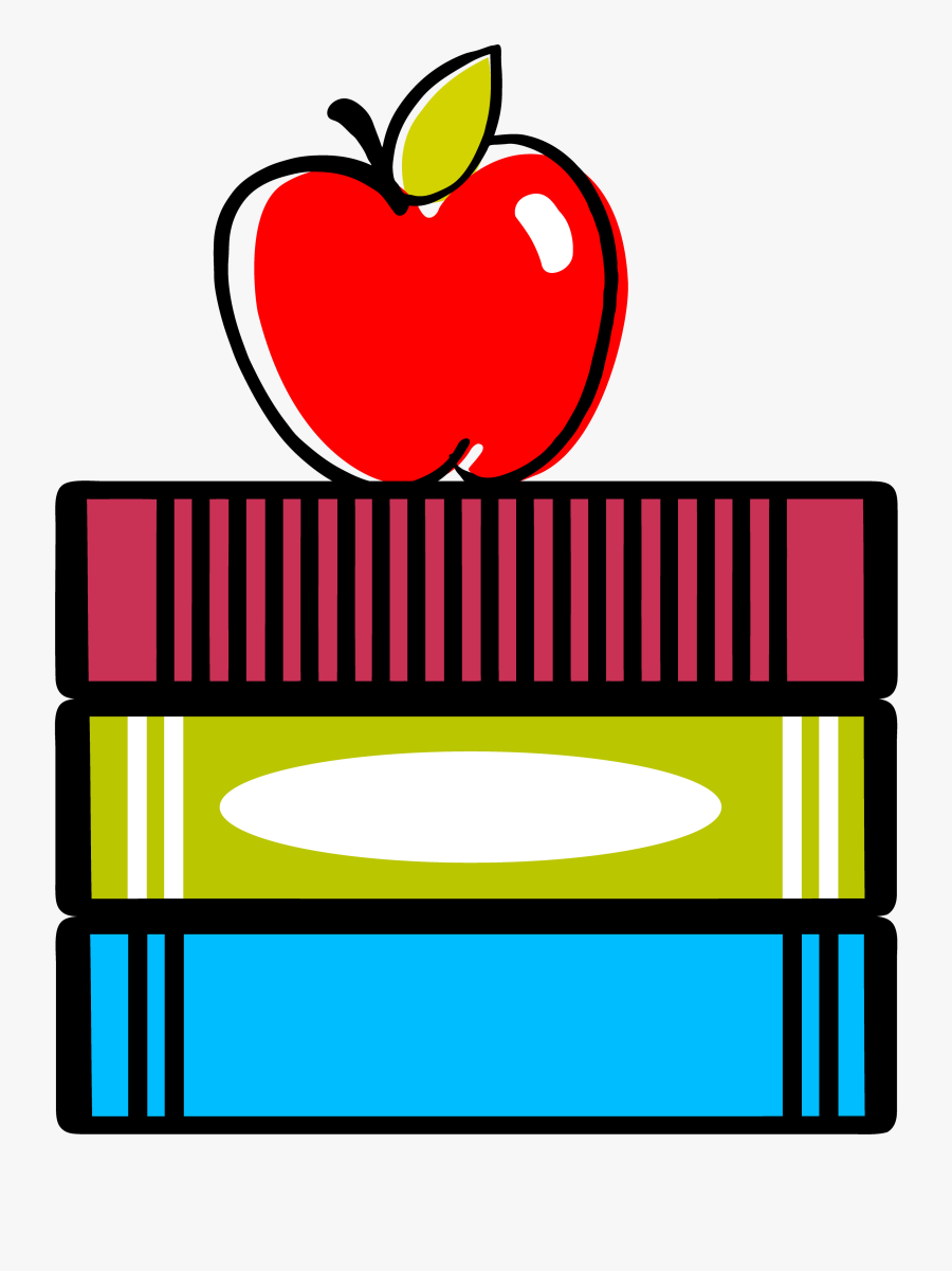 Apple On Books With Table Watch Clipart - Books And Apple Clip Art, Transparent Clipart