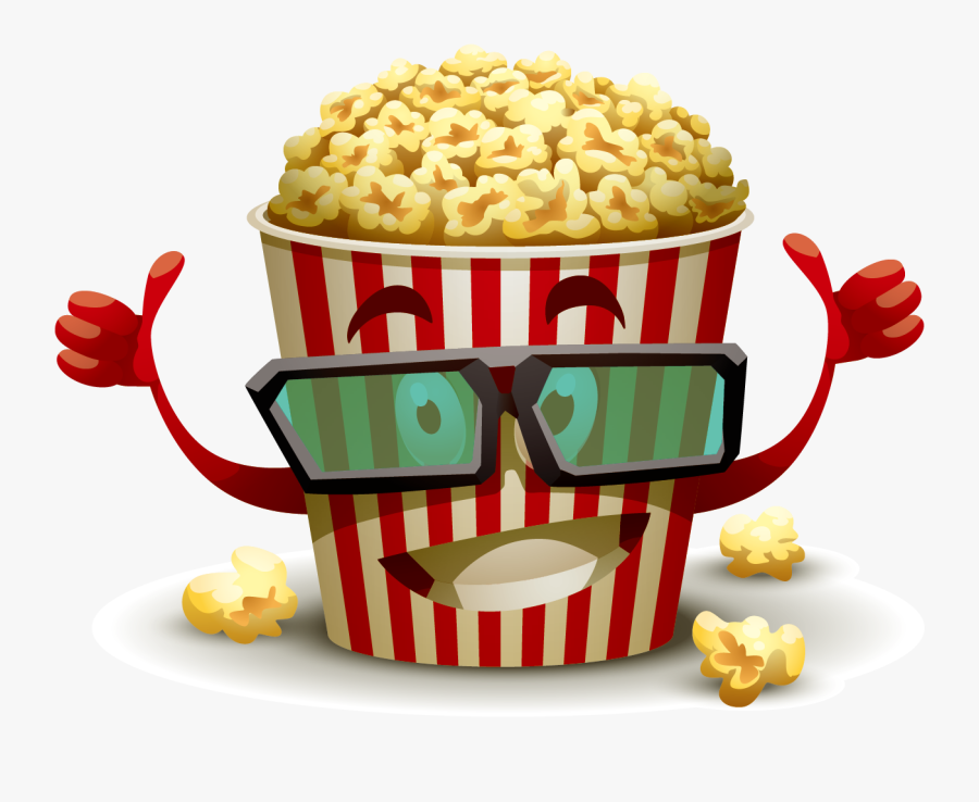 Cinema Vector Popcorn With Cartoon Film 3d Clipart - Cartoon Popcorn 3d, Transparent Clipart