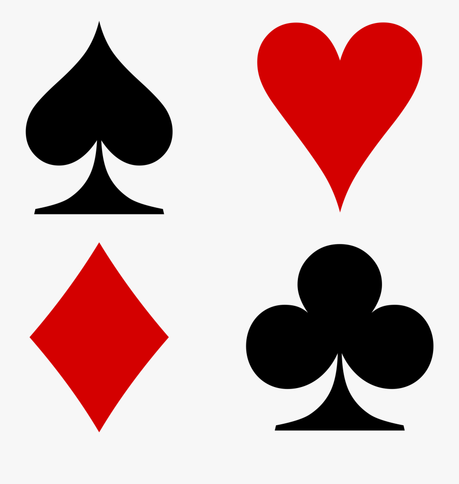 Playing Cards Suit Heart Leaf Transparent Image Clipart - Hearts Diamonds Clubs Spades, Transparent Clipart