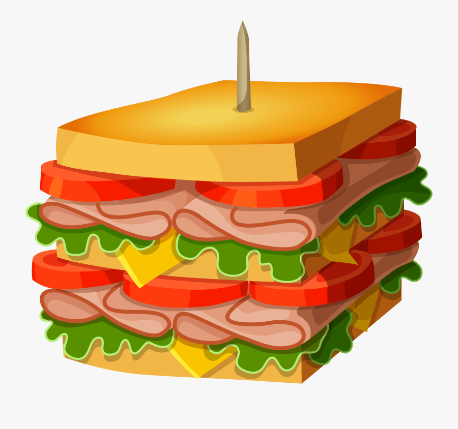 Huge Sandwich Png Vector Clipart Picture - Food Cartoon Transparent Background, Transparent Clipart
