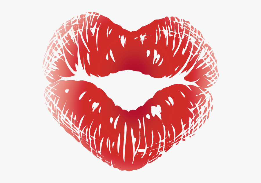 Kissing Clipart Red Lipstick - Heart Lips Png, Transparent Clipart
