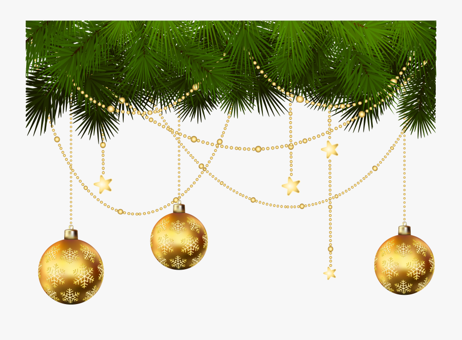 Christmas Tree Christmas Ornament Clip Art - Transparent Gold Christmas Ornaments Png, Transparent Clipart