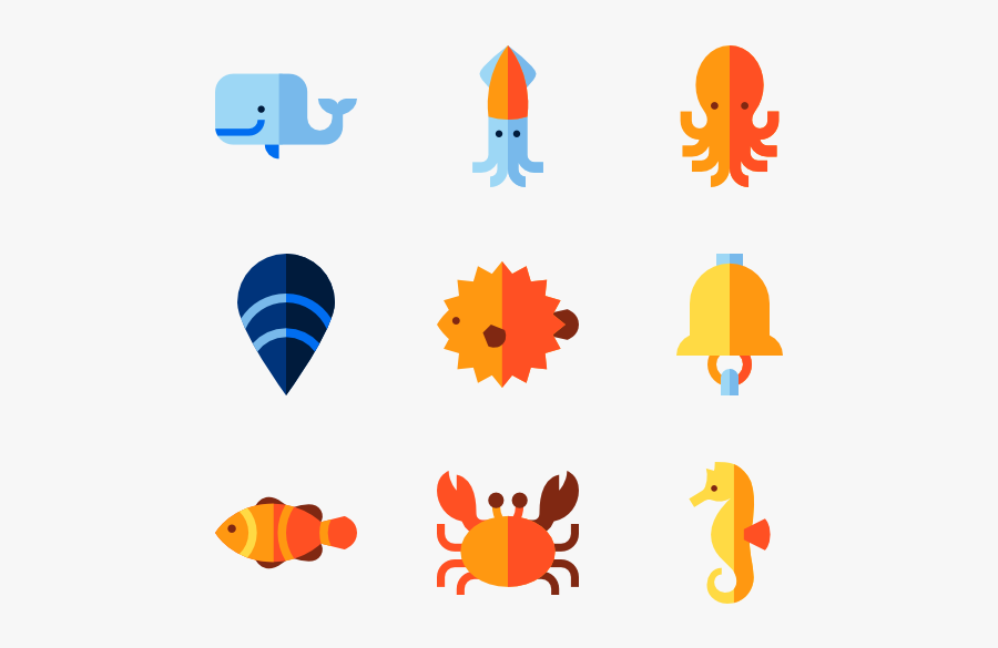 Sea Life - Sea Creatures Icon, Transparent Clipart
