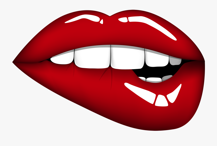 Red Mouth Png Clipart Image - Lip Biting Cartoon, Transparent Clipart