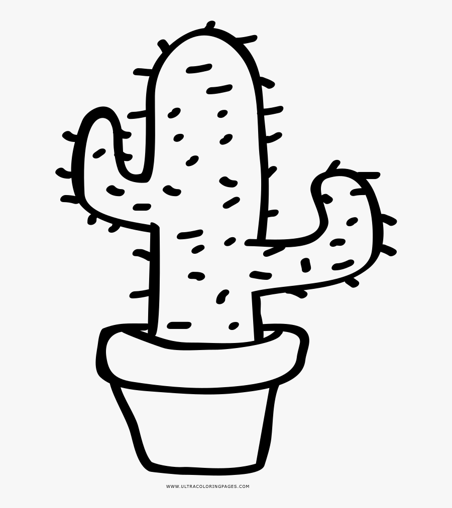Cactus Coloring Page - Black And White Prickly Pear Clipart, Transparent Clipart