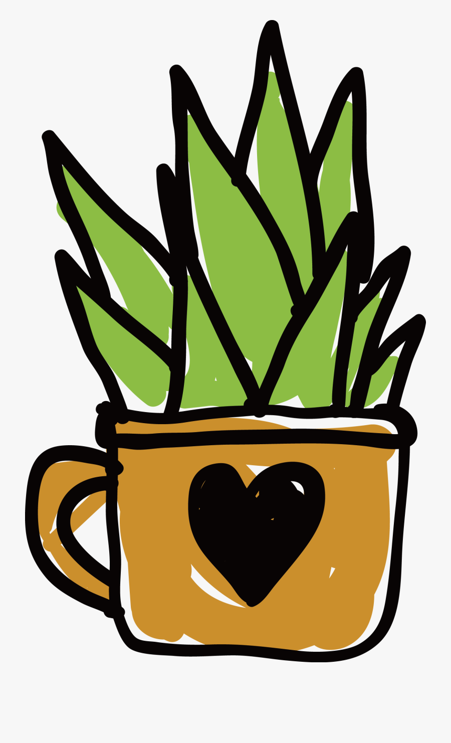 Clip Art Customized Love Cup Planted Cactus - Clip Art, Transparent Clipart