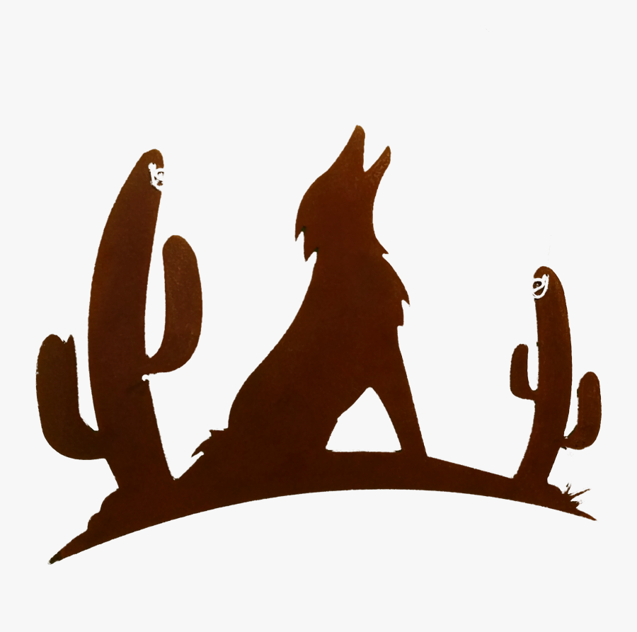 Howling Coyote With Cactus Larger Image Clipart , Png - Illustration, Transparent Clipart