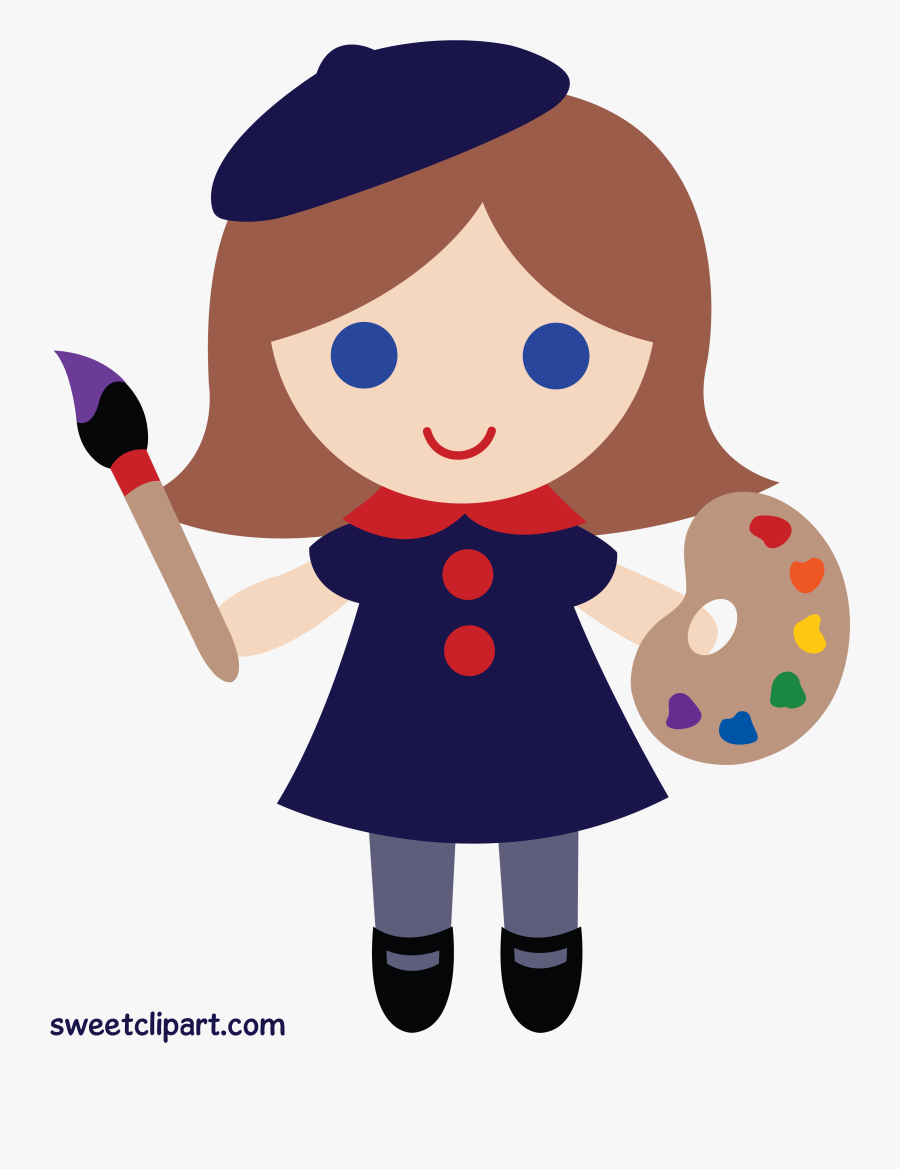 Art Girl Cliparts - Cute Artist Clip Art, Transparent Clipart