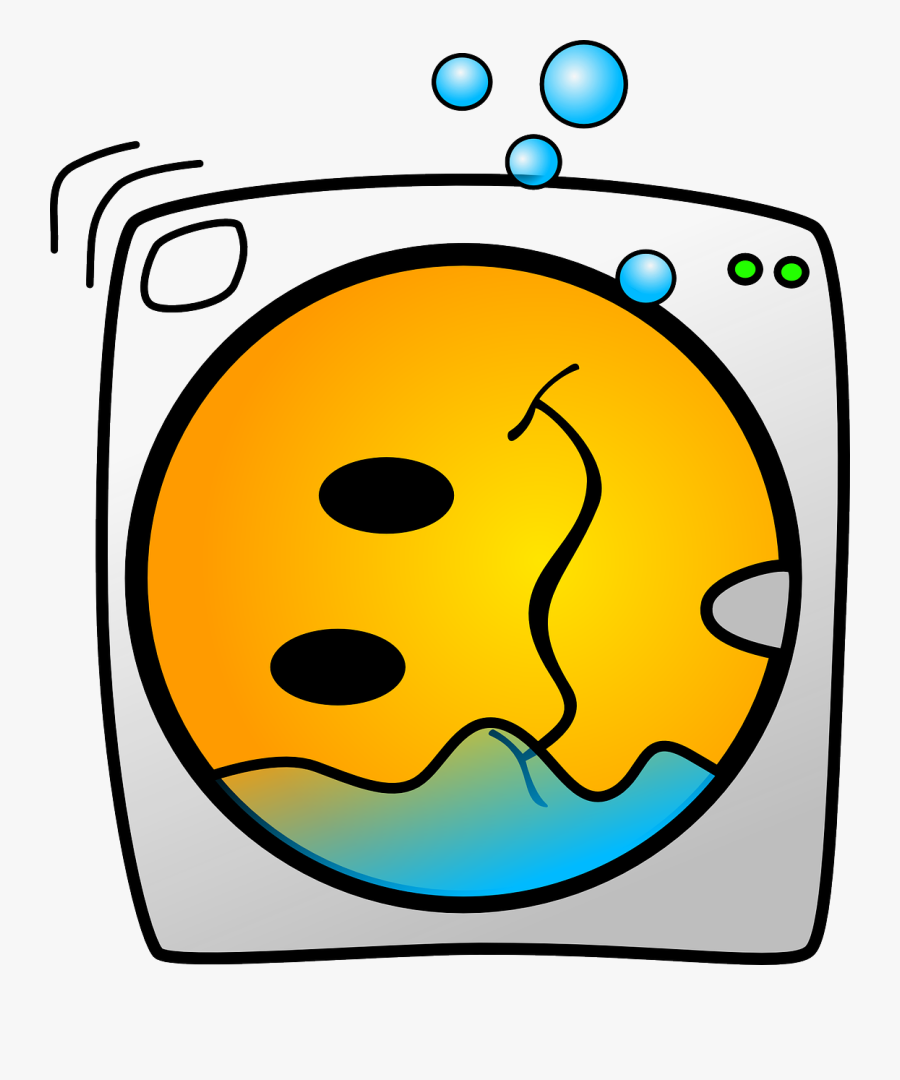 Laundry, Smiley, Domestic, Funny, Machine Washing - Washing Machine Smiley, Transparent Clipart