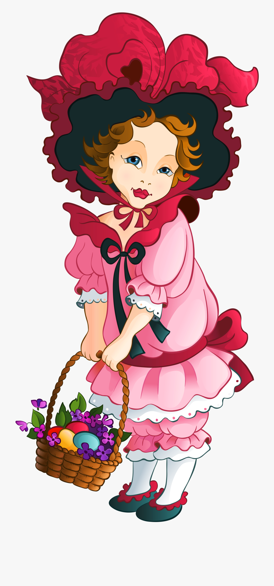 Flower Girl Basket Clipart - Tube Enfant Paques, Transparent Clipart