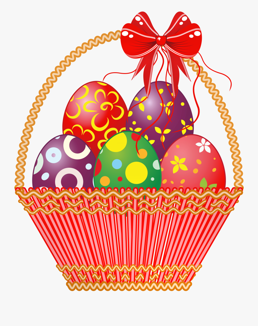 Easter Red With Eggs - Clip Art Easter Egg Basket, Transparent Clipart