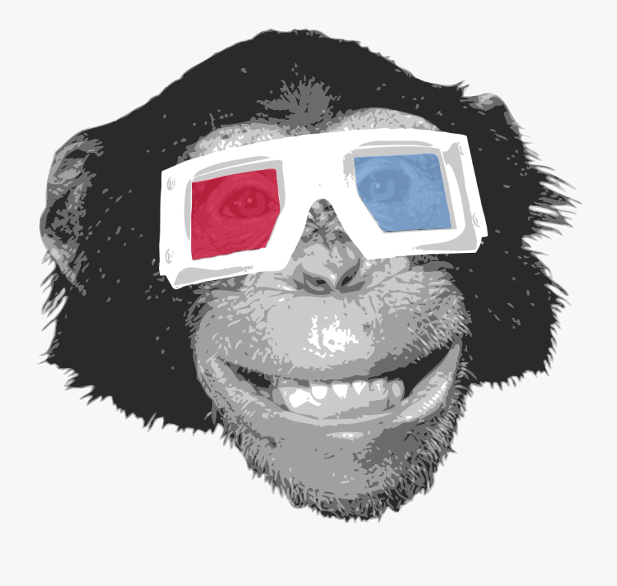 Eye Monkey Chimpanzee Gorilla Orangutan Glasses With - Gorilla With 3d Glasses, Transparent Clipart