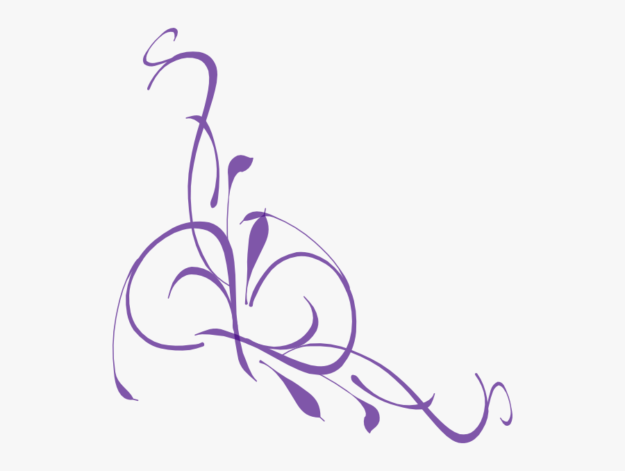 Purple Floral Swirl Clip Art At Clker - Floral Vector Purple Png , Free ...