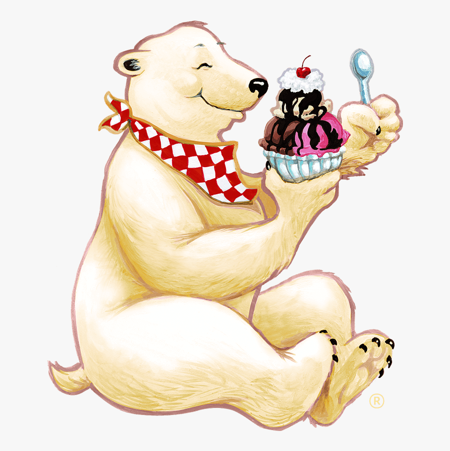 Polar Bear Eating A Herrell"s® Ice Cream Sundae - Polar Bear Eating Ice Cream, Transparent Clipart