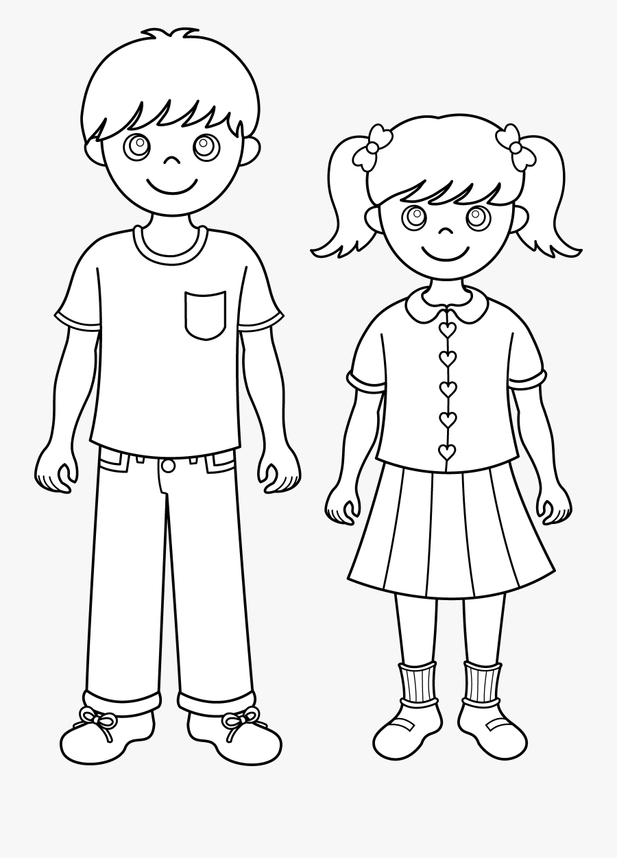 Coloring Ideas Big Brother Little Sister Clipart No - Brother And Sister Clipart Black And White, Transparent Clipart