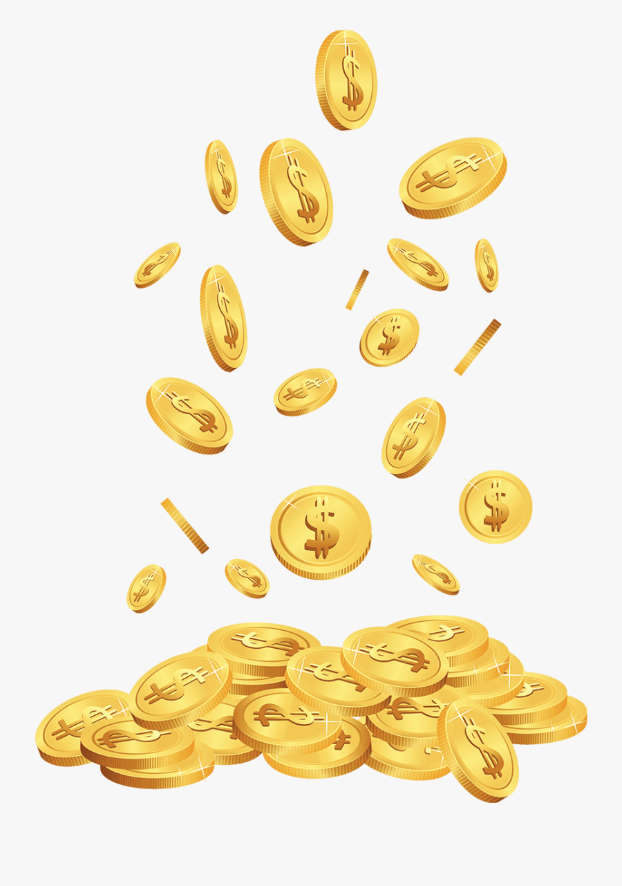 Transparent Jackpot Clipart - Gold Coins Falling Clipart, Transparent Clipart