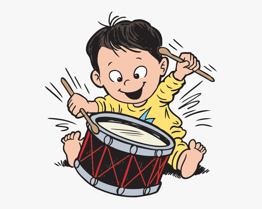 Drumming Toddler Copy - Baby With Drum Drawing , Free Transparent