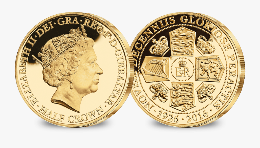Her Majesty"s 90th Birthday Portrait Gold Layered Half - Queen Elizabeth 90th Birthday Half Crown, Transparent Clipart