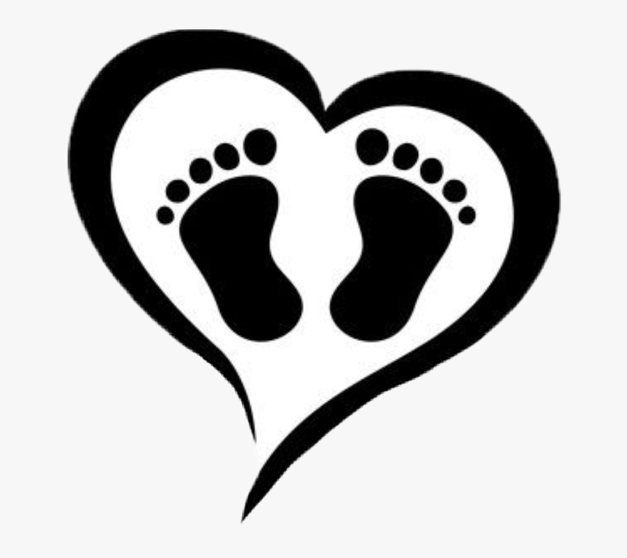 Heart Baby Babyfeet Silhouette - Baby Feet Clipart Black And White, Transparent Clipart