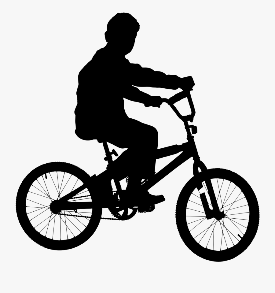 Boy On A Bicycle Silhouette - Black And Red Mongoose Bmx Bike, Transparent Clipart