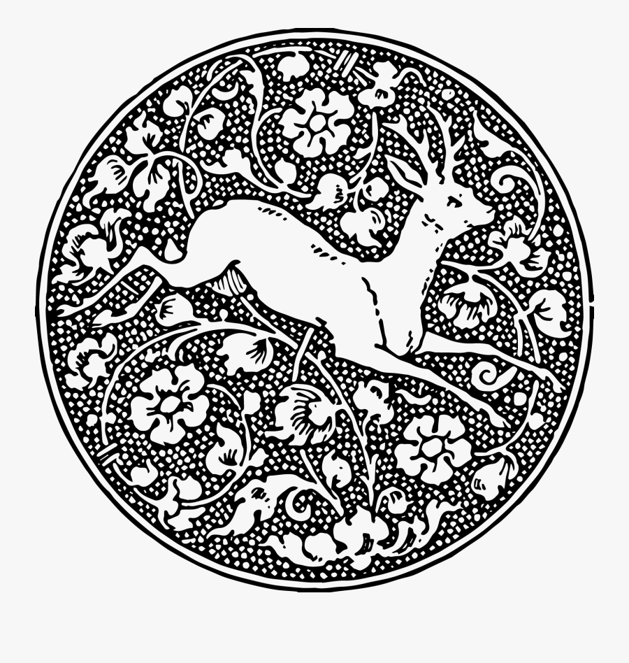 Vintage Deer Emblem Free Clipart Image - Vintage Clip Art Black And White, Transparent Clipart