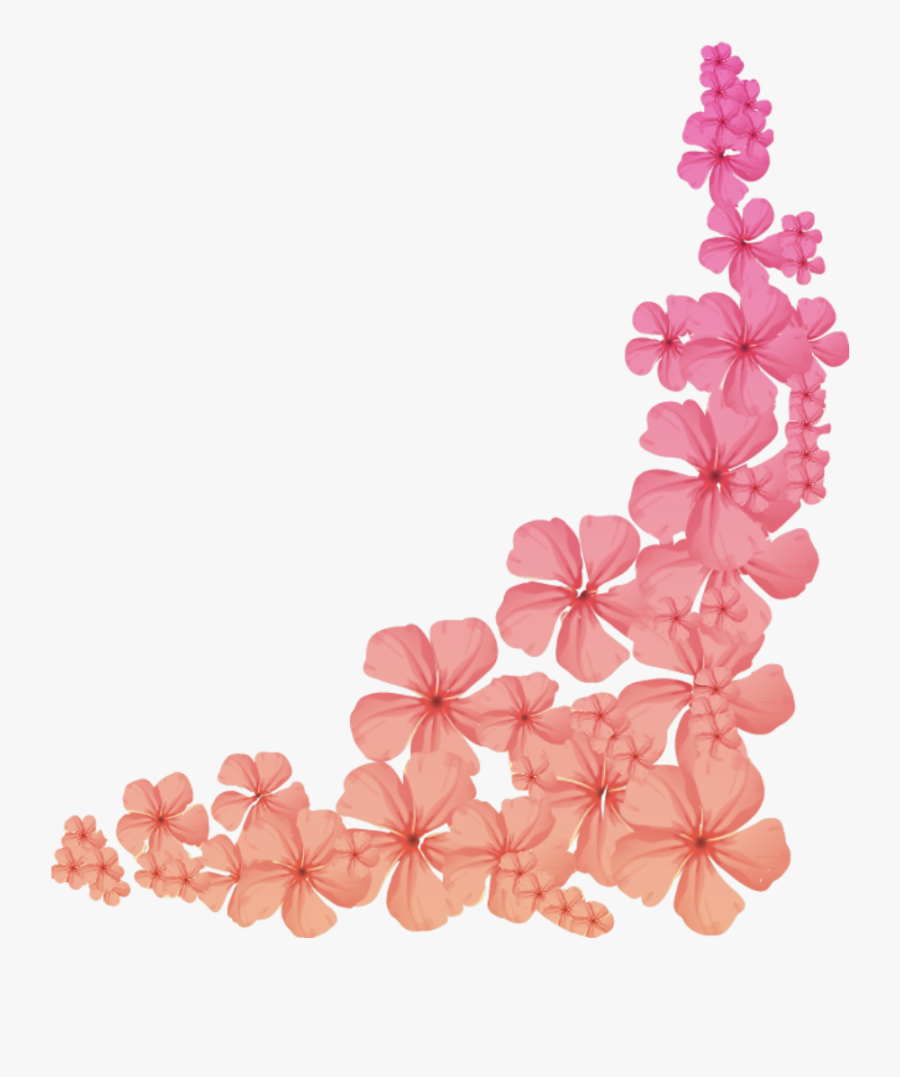 Ftestickers Flowers Corner Border Gradientcolors - Pink Flower Corner Border, Transparent Clipart