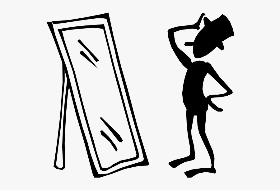 Mirror Clipart Self Esteem - Looking In Mirror Cartoon, Transparent Clipart
