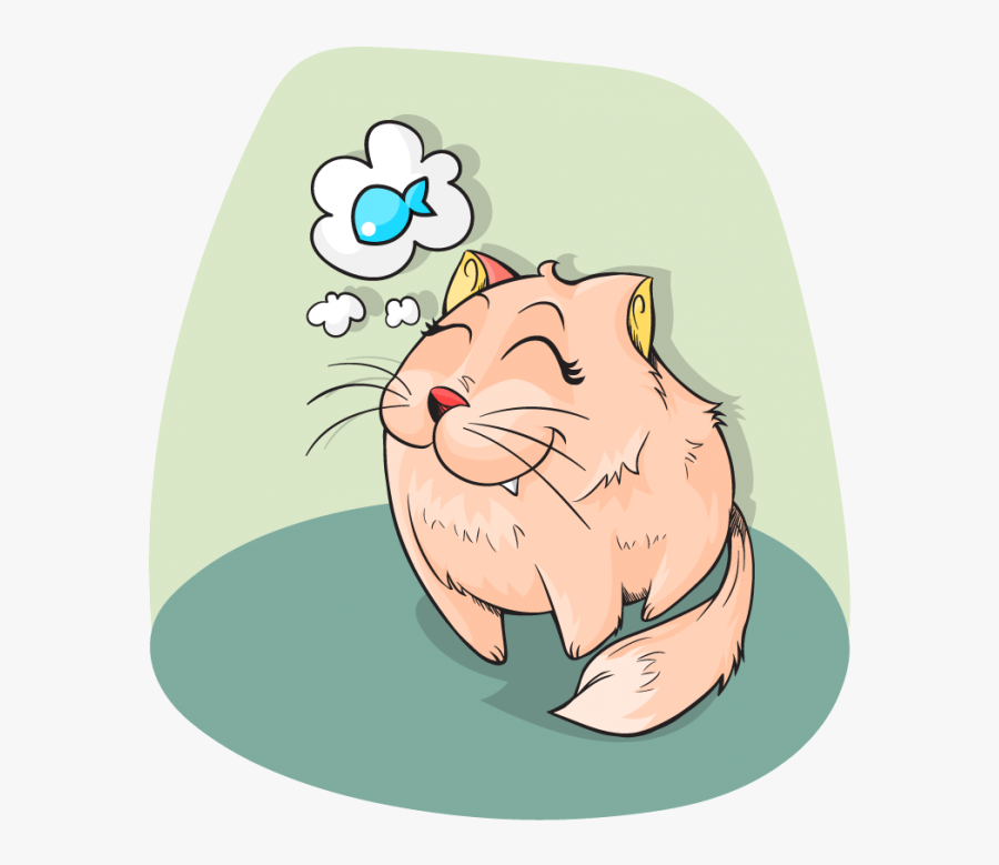 Free Cat Cartoon Clipart - Cat Eating Tuna Cartoon, Transparent Clipart