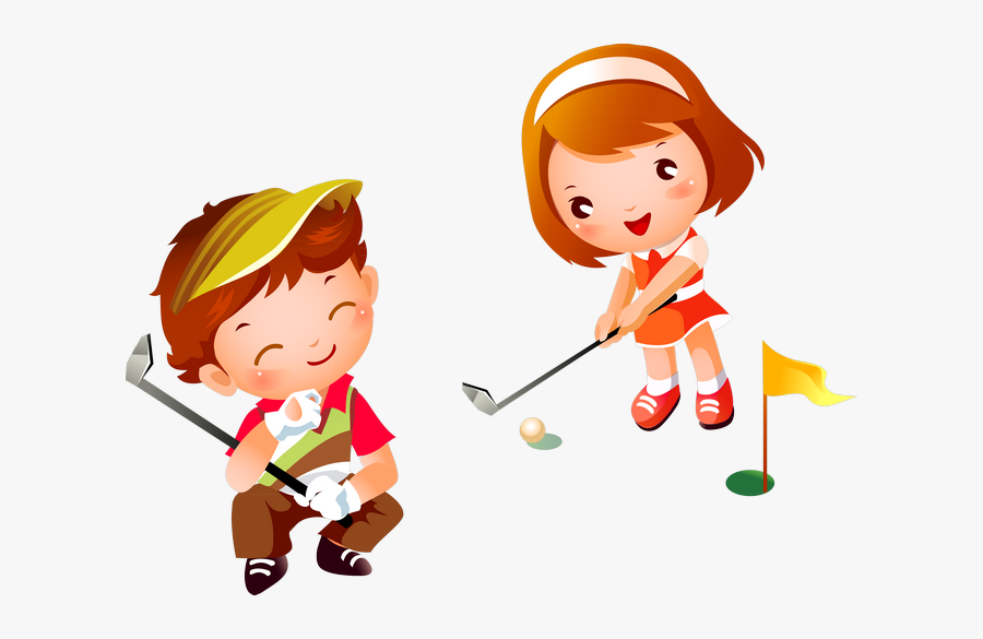 Girl Playing Golf Cartoon, Transparent Clipart